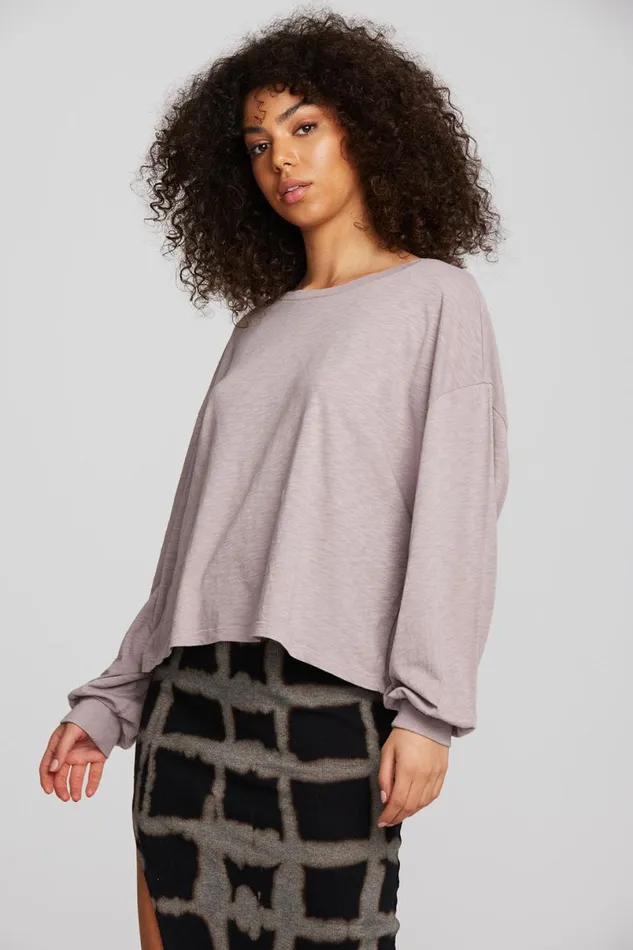 Womens Tops Chaser Brand Gauze Jersey Long Sleeve Tee