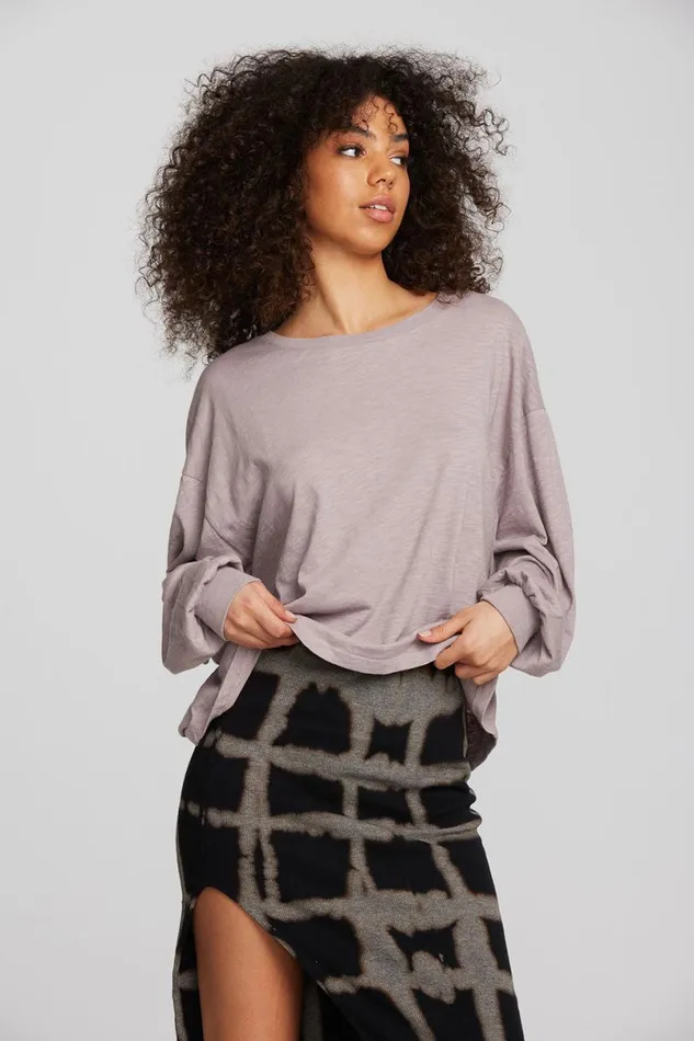Womens Tops Chaser Brand Gauze Jersey Long Sleeve Tee
