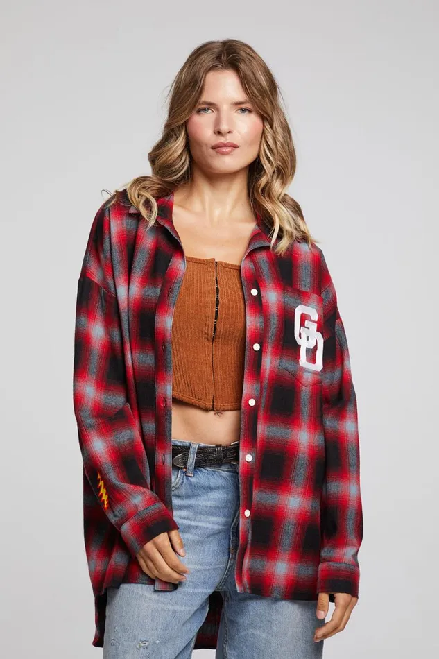 Womens Tops Chaser Brand Grateful Dead Dancing Bear Button Down Flannel