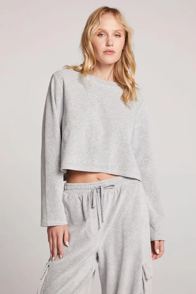 Womens Tops Chaser Brand Impala Light Heather Grey Long Sleeve Tee