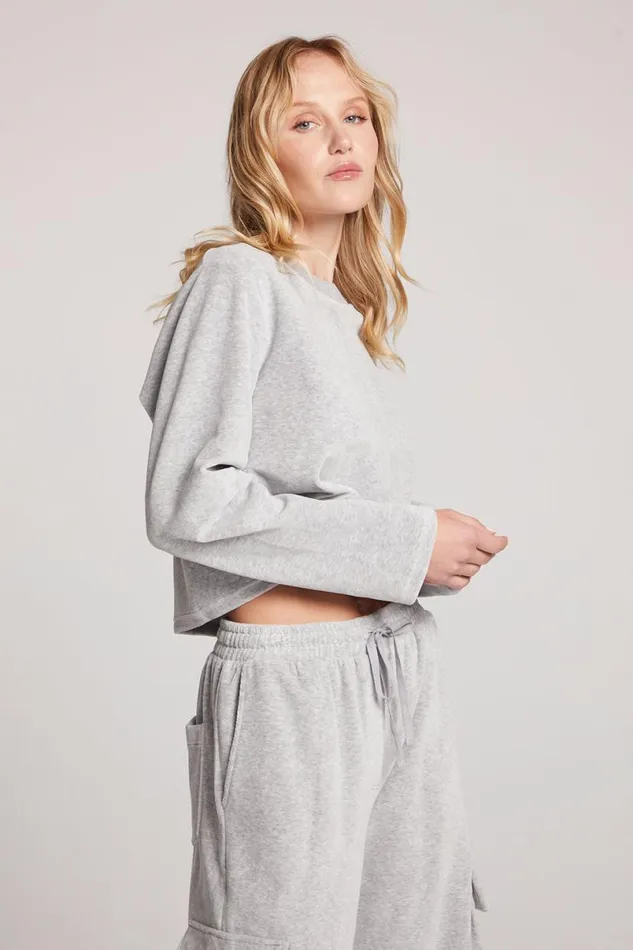 Womens Tops Chaser Brand Impala Light Heather Grey Long Sleeve Tee