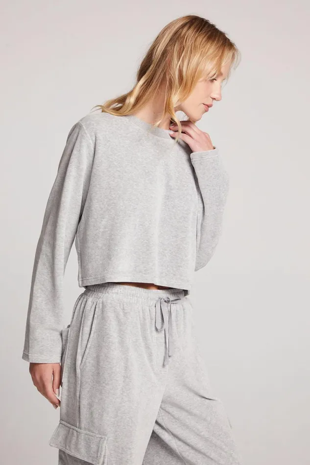 Womens Tops Chaser Brand Impala Light Heather Grey Long Sleeve Tee