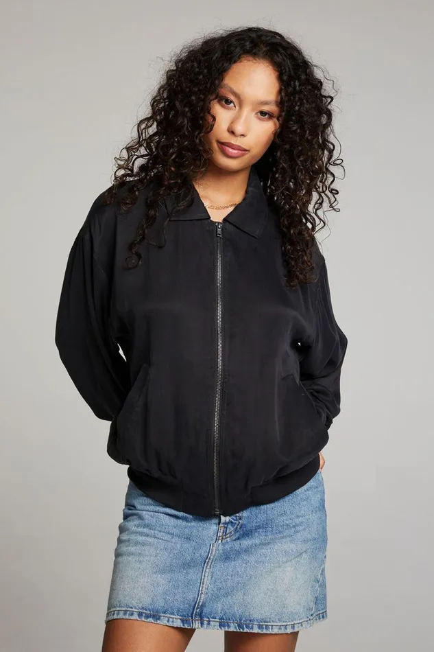 Womens Tops Chaser Brand Johnny Licorice Zip Up Jacket