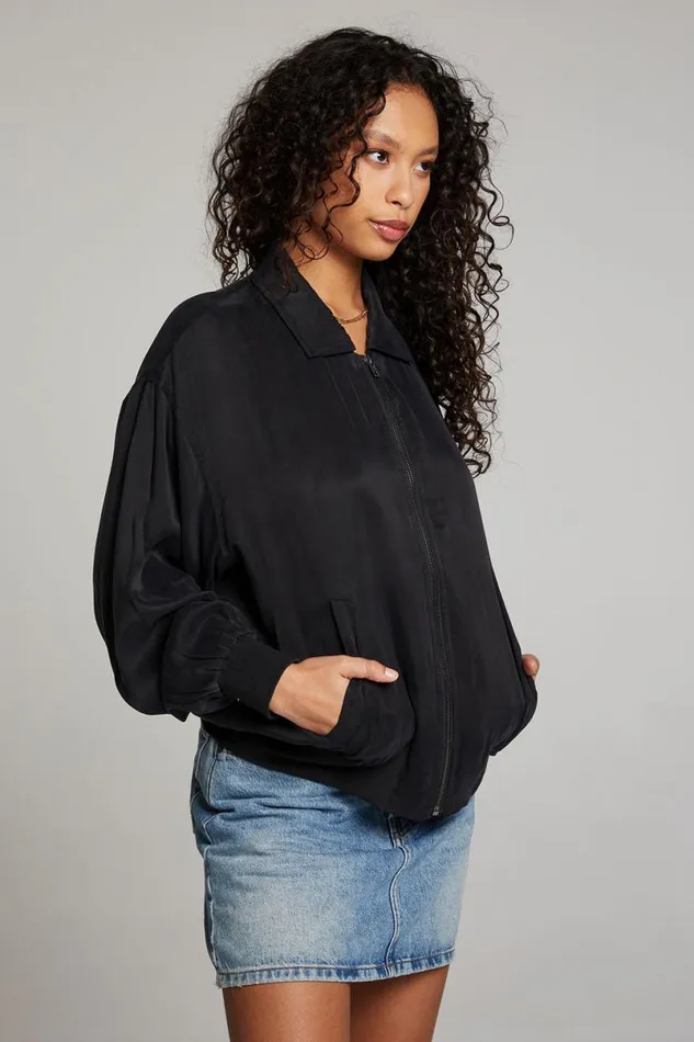 Womens Tops Chaser Brand Johnny Licorice Zip Up Jacket