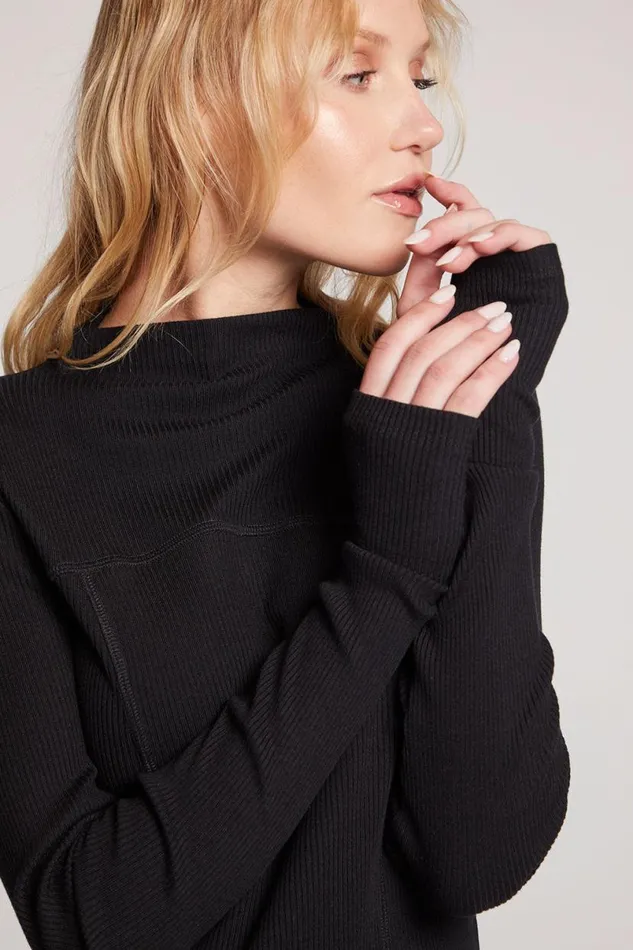 Womens Tops Chaser Brand Nahalll Licorice Long Sleeve