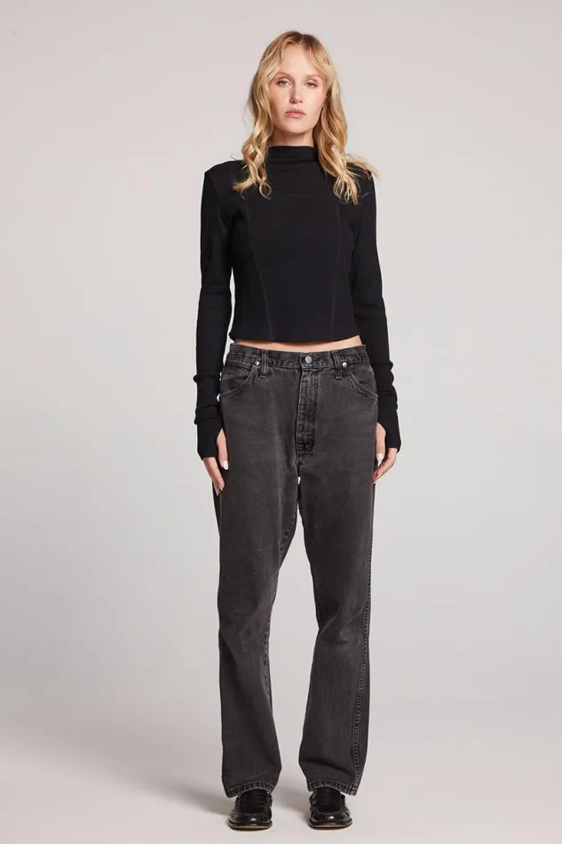 Womens Tops Chaser Brand Nahalll Licorice Long Sleeve