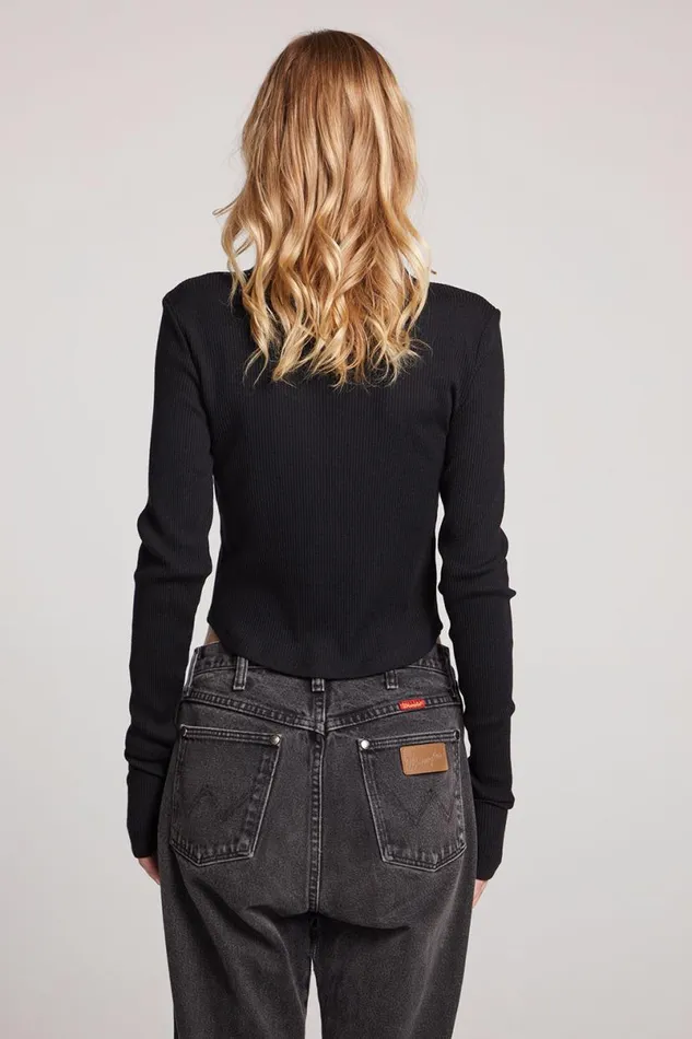 Womens Tops Chaser Brand Nahalll Licorice Long Sleeve
