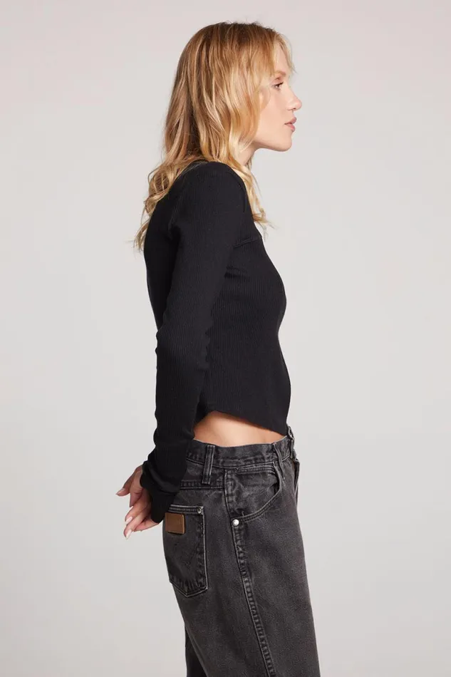 Womens Tops Chaser Brand Nahalll Licorice Long Sleeve