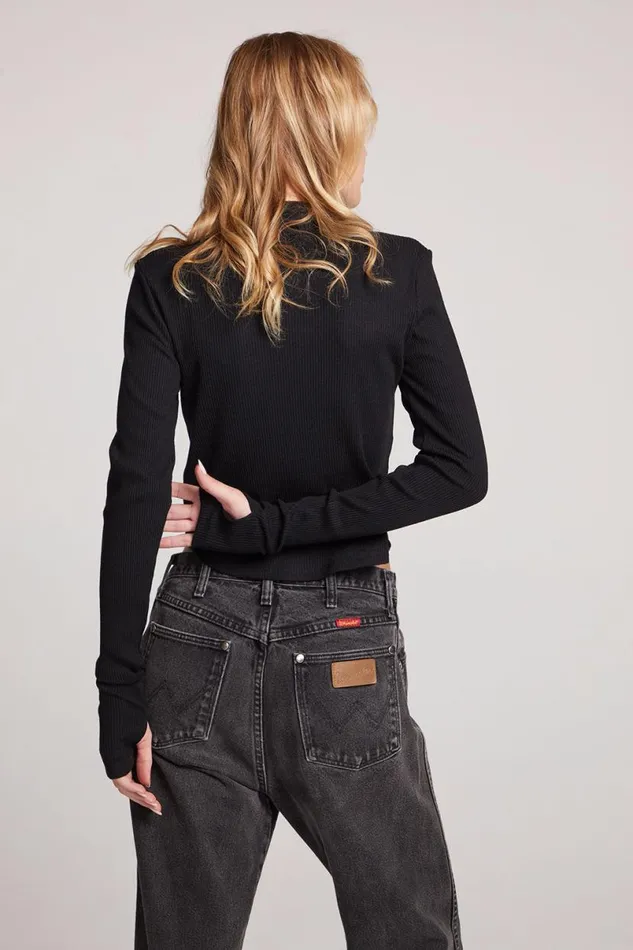 Womens Tops Chaser Brand Nahalll Licorice Long Sleeve