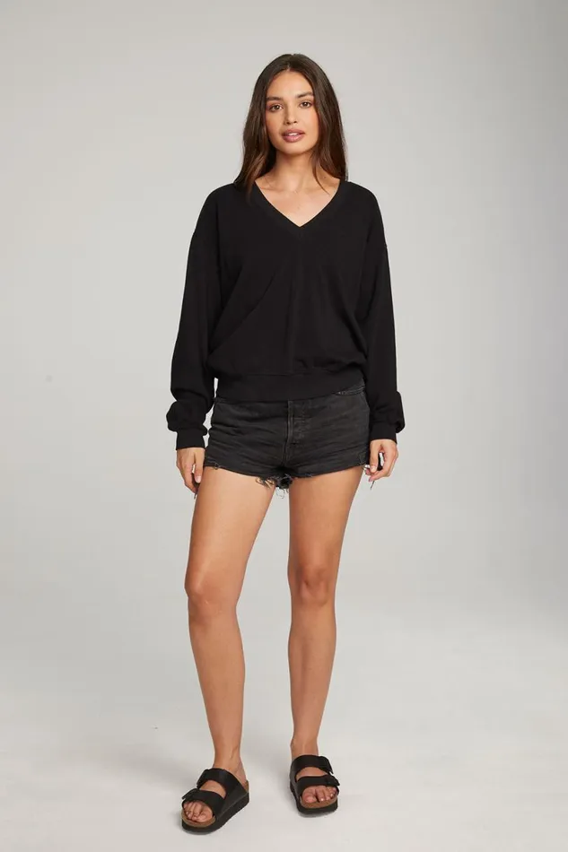 Womens Tops Chaser Brand Poppy Black Pullover