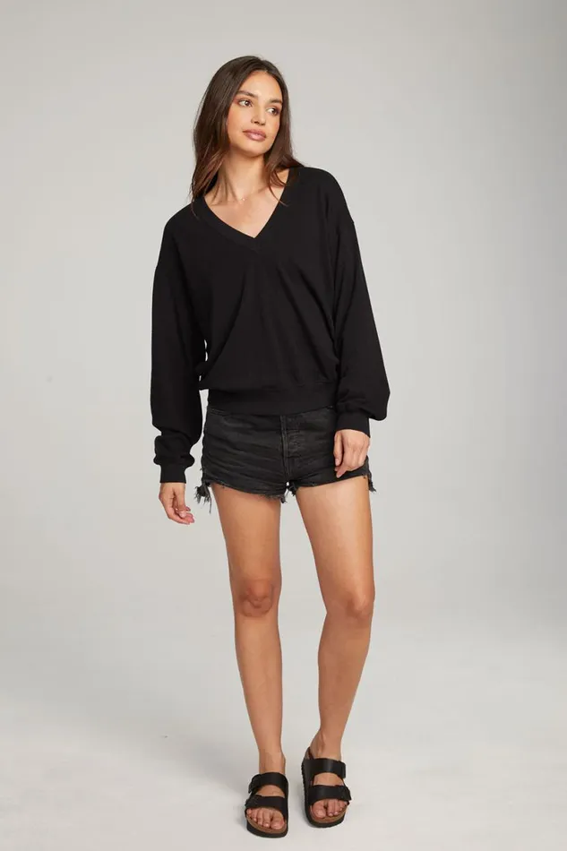 Womens Tops Chaser Brand Poppy Black Pullover