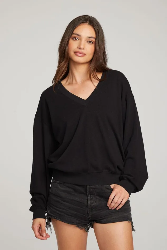 Womens Tops Chaser Brand Poppy Black Pullover