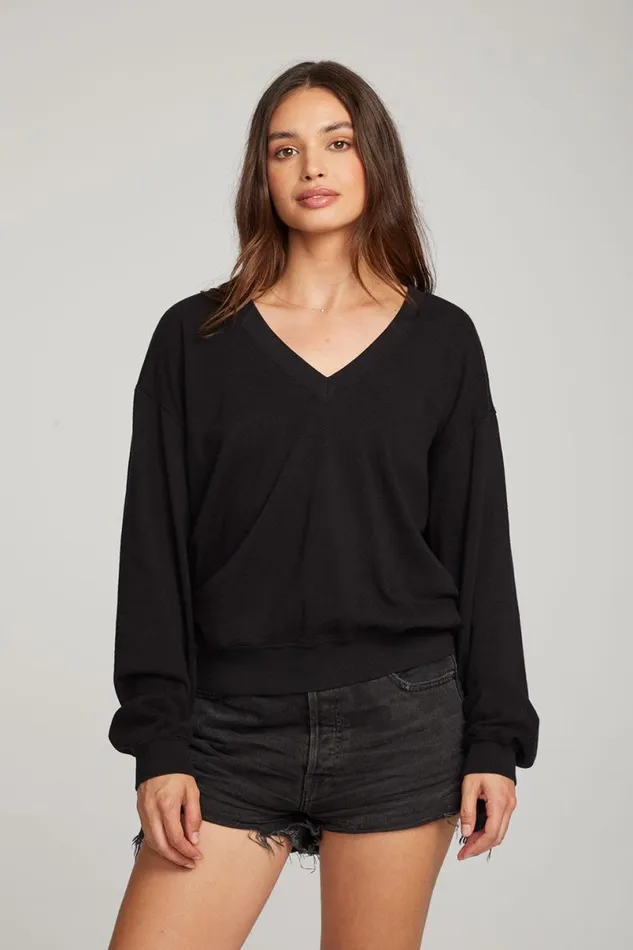 Womens Tops Chaser Brand Poppy Black Pullover