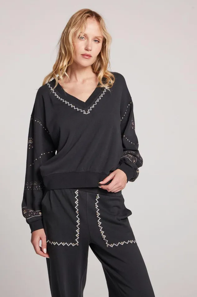 Womens Tops Chaser Brand Poppy Licorice Pullover