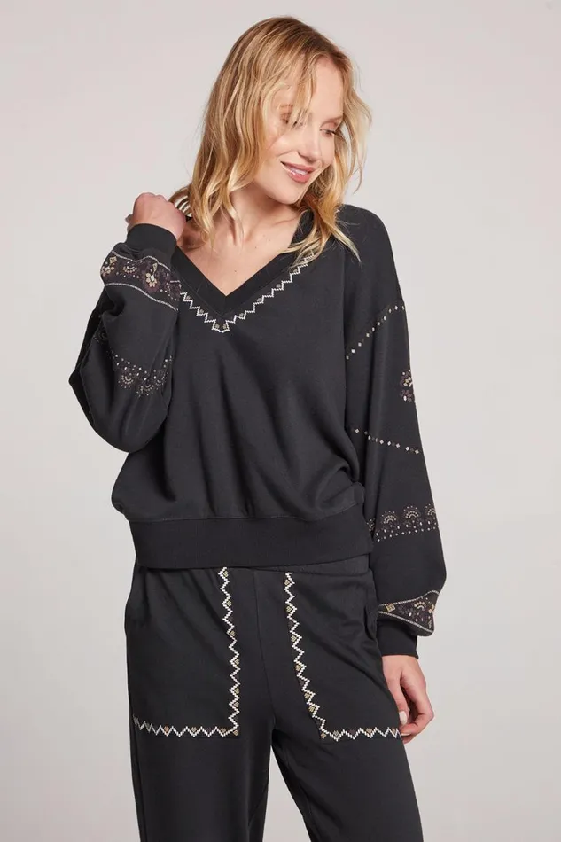 Womens Tops Chaser Brand Poppy Licorice Pullover