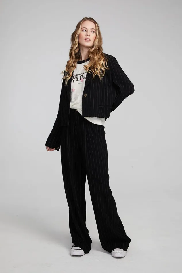 Womens Tops Chaser Brand Santana Beverly Pinstripe Blazer