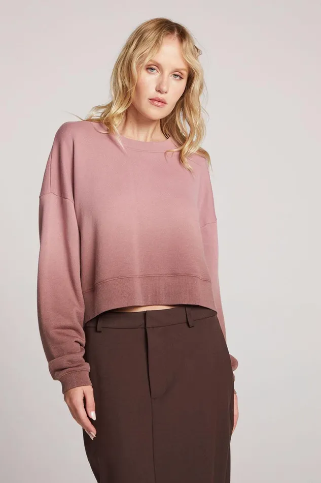 Womens Tops Chaser Brand Scarlet Mauve RoseCoco Brown Dip Dye Pullover