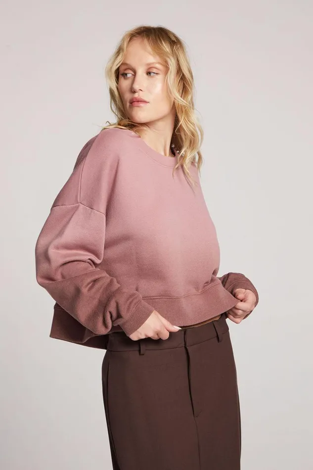 Womens Tops Chaser Brand Scarlet Mauve RoseCoco Brown Dip Dye Pullover