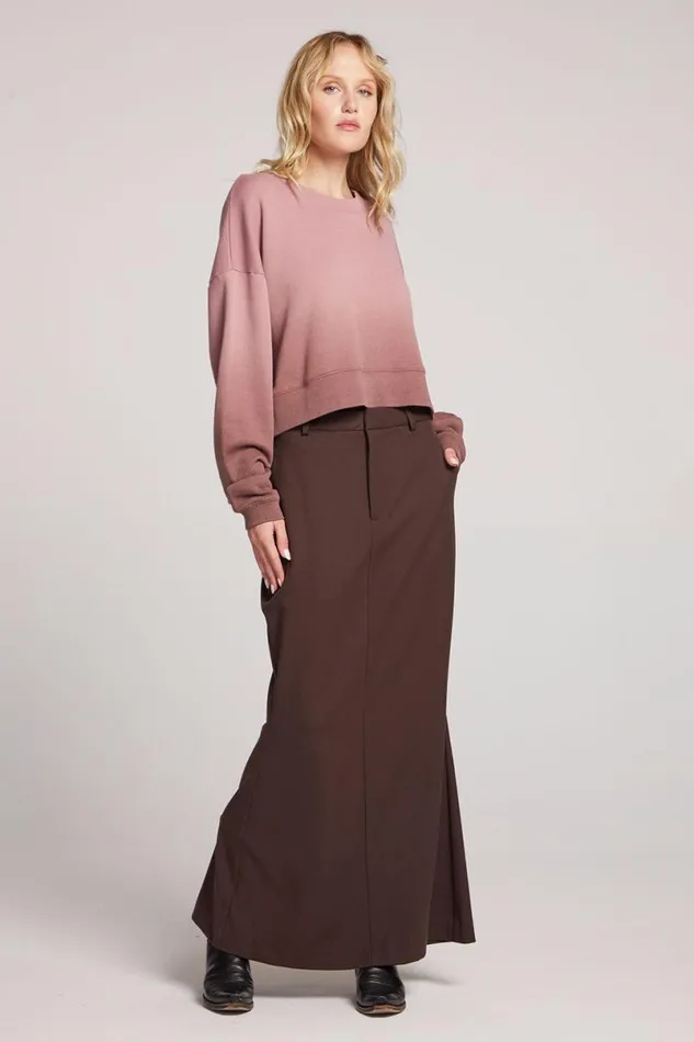 Womens Tops Chaser Brand Scarlet Mauve RoseCoco Brown Dip Dye Pullover