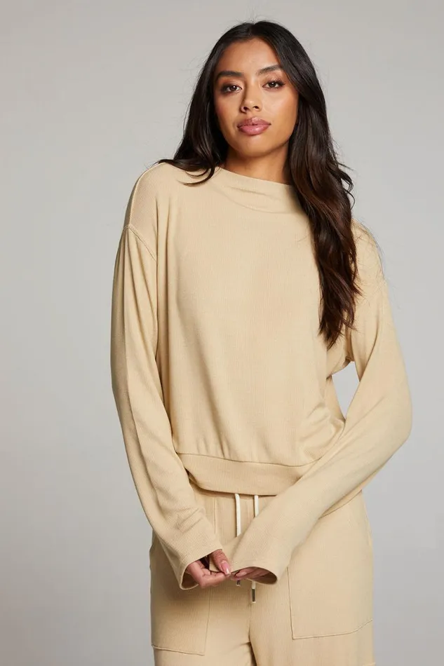 Womens Tops Chaser Brand Seattle Cappuccino Long Sleeve