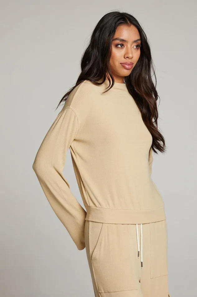 Womens Tops Chaser Brand Seattle Cappuccino Long Sleeve