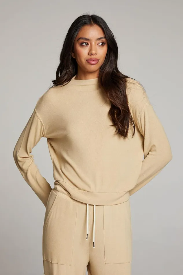 Womens Tops Chaser Brand Seattle Cappuccino Long Sleeve