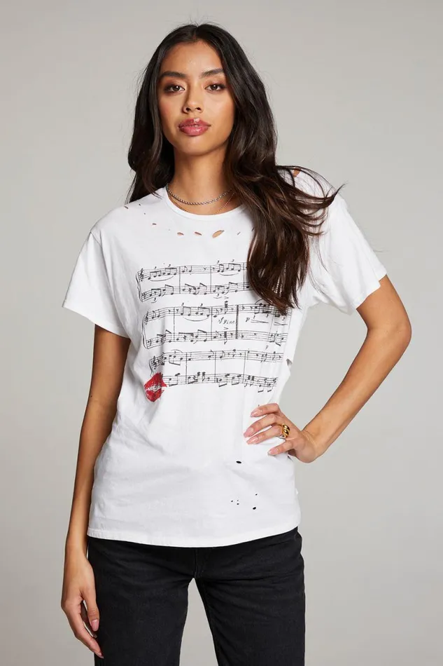Womens Tops Chaser Brand Sheet Music Tee