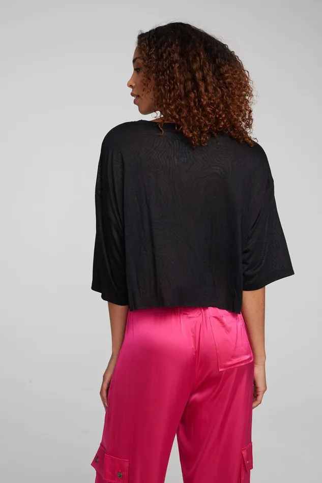 Womens Tops Chaser Brand Shine Shadow Black Tee