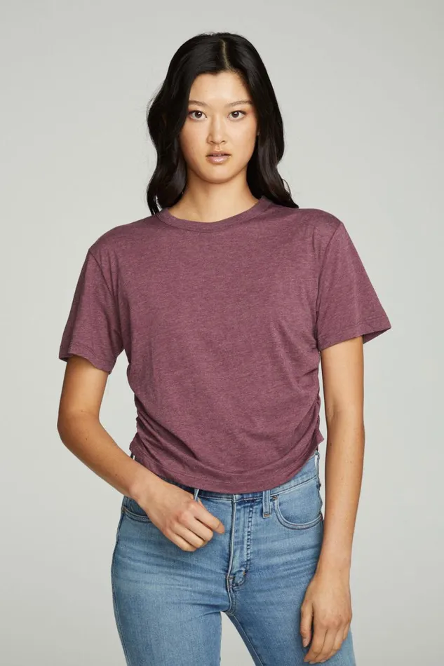 Womens Tops Chaser Brand Short Sleeve Crew Neck Shirred Side Tee