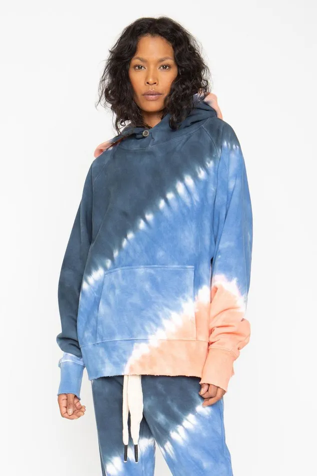 Womens Tops Chaser Brand Tie Dye Fleece Front Pocket Hoodie