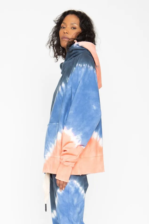 Womens Tops Chaser Brand Tie Dye Fleece Front Pocket Hoodie