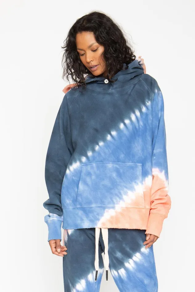 Womens Tops Chaser Brand Tie Dye Fleece Front Pocket Hoodie