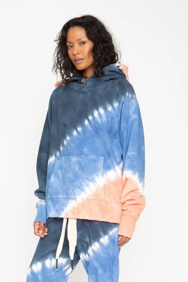 Womens Tops Chaser Brand Tie Dye Fleece Front Pocket Hoodie