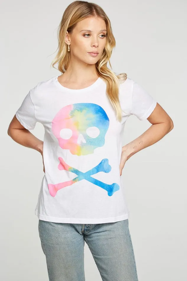 Womens Tops Chaser Brand Watercolor Skull