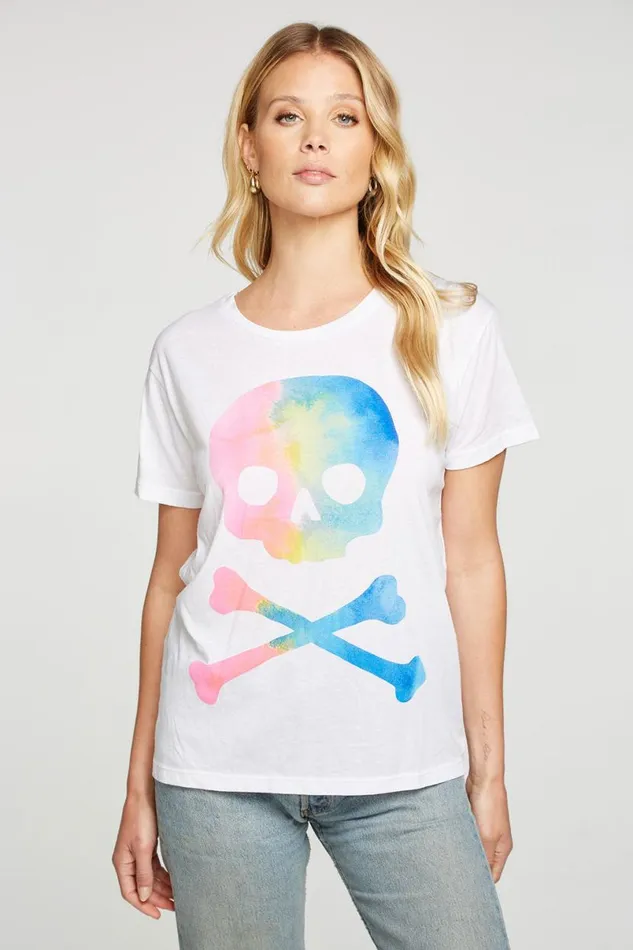 Womens Tops Chaser Brand Watercolor Skull