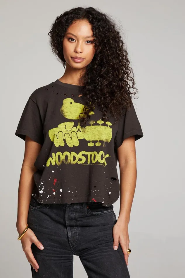 Womens Tops Chaser Brand Woodstock Bird On Guitar Tee