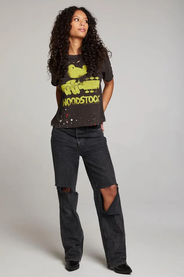 Womens Tops Chaser Brand Woodstock Bird On Guitar Tee