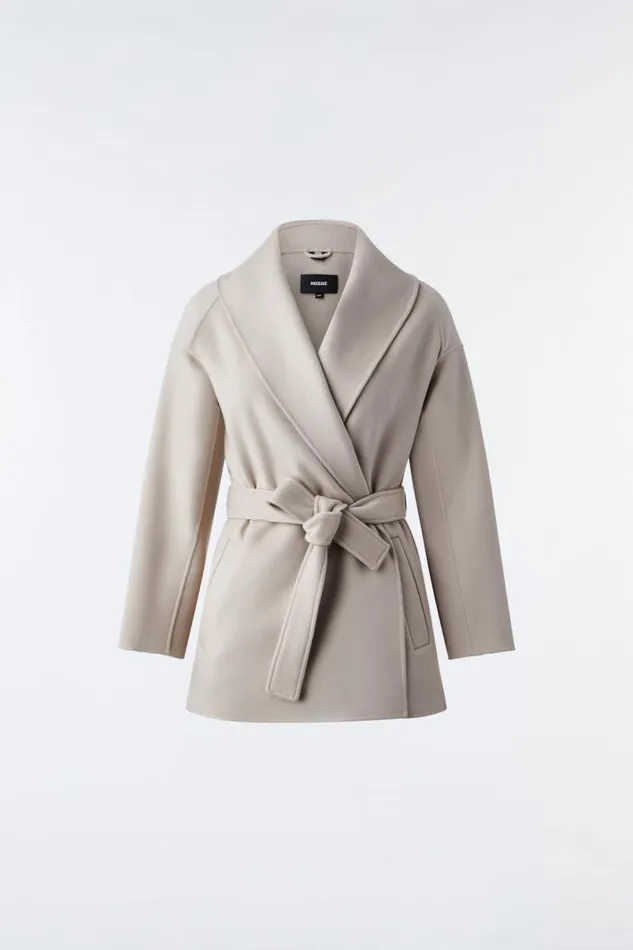Wool Coats Women Mackage TYRA DoubleFace Wool Robe Jacket Cream