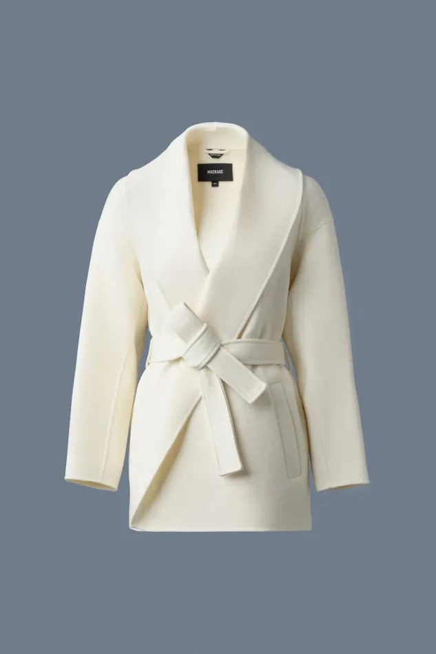 Wool Coats Women Mackage TYRA DoubleFace Wool Robe Jacket Cream Wool Coats Women Mackage TYRA DoubleFace Wool Robe Jacket Cream