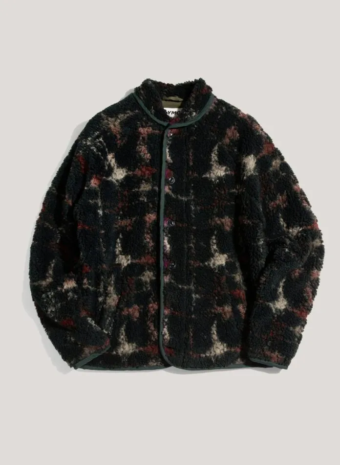 YMC Beach Jacquard Fleece Jacket Green Multi Mens Outerwear