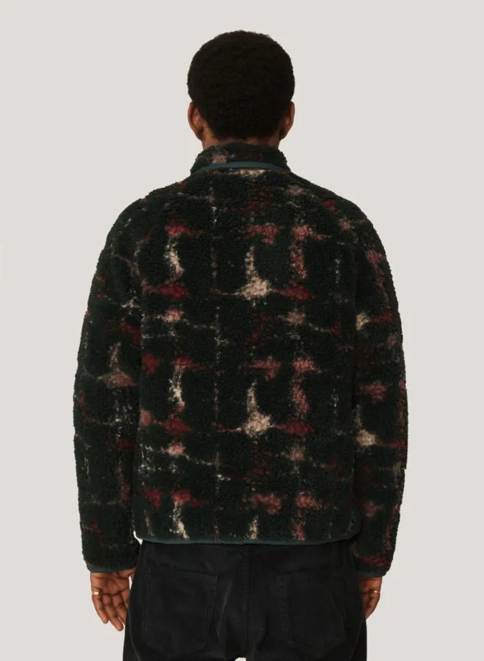 YMC Beach Jacquard Fleece Jacket Green Multi Mens Outerwear