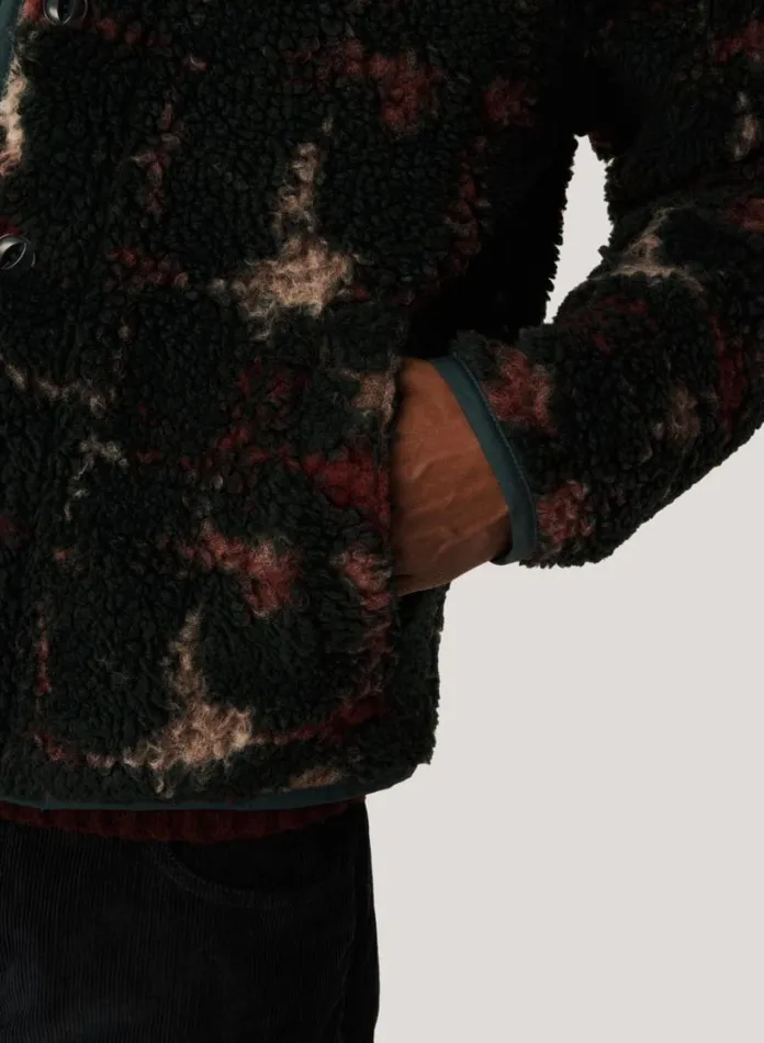 YMC Beach Jacquard Fleece Jacket Green Multi Mens Outerwear