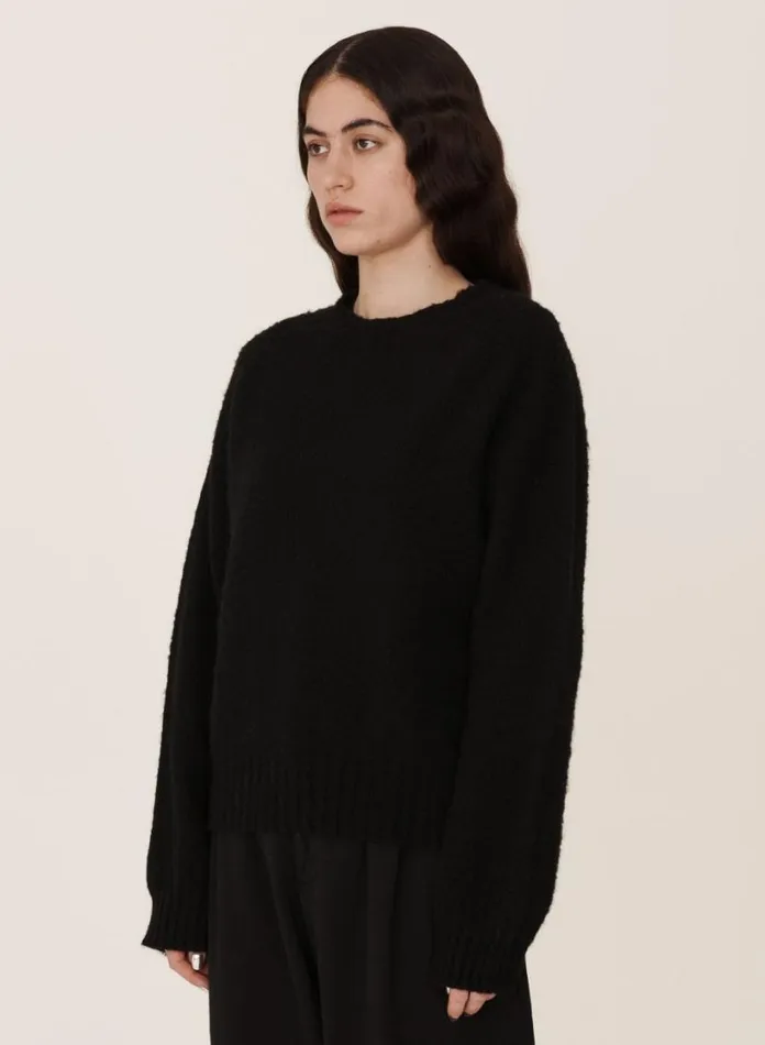 YMC Earth Jets Crew Neck Knit Black Womens Earth