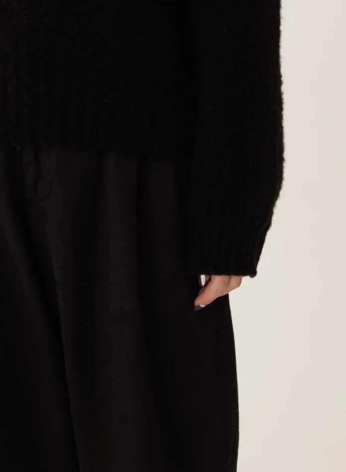 YMC Earth Jets Crew Neck Knit Black Womens Earth