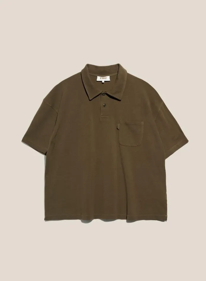 YMC Earth Polo TShirt Olive Mens Earth