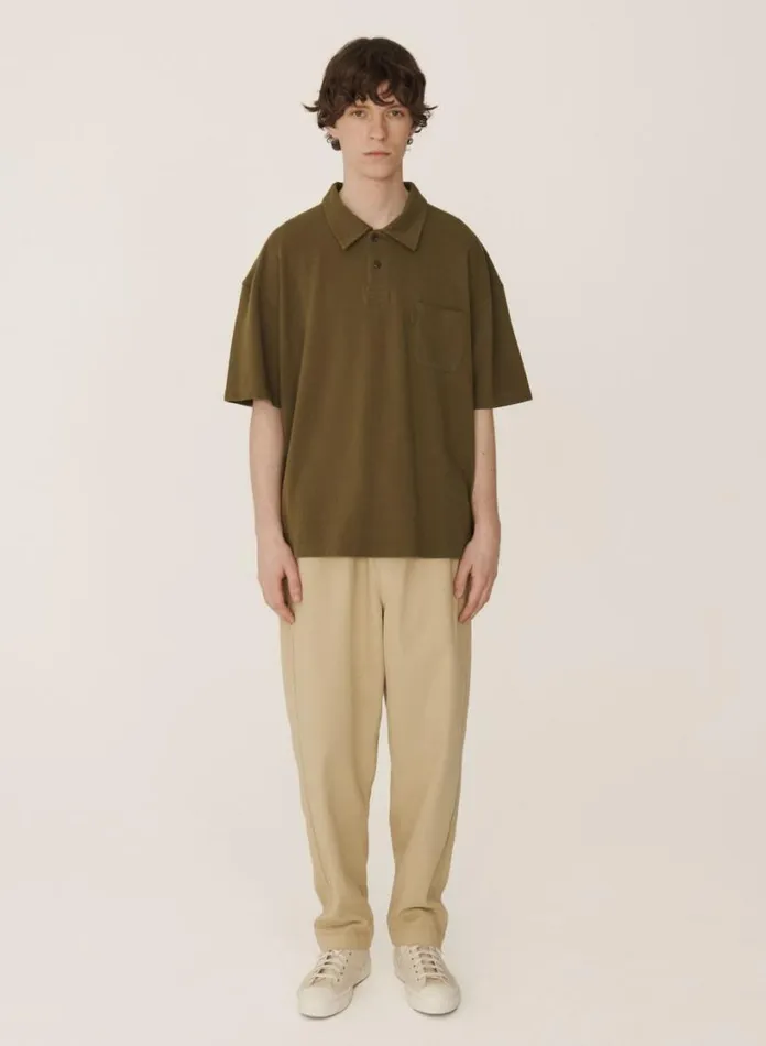 YMC Earth Polo TShirt Olive Mens Earth