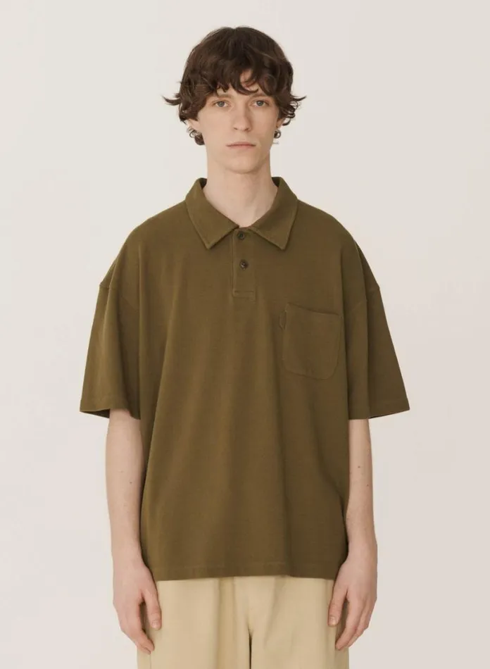 YMC Earth Polo TShirt Olive Mens Earth