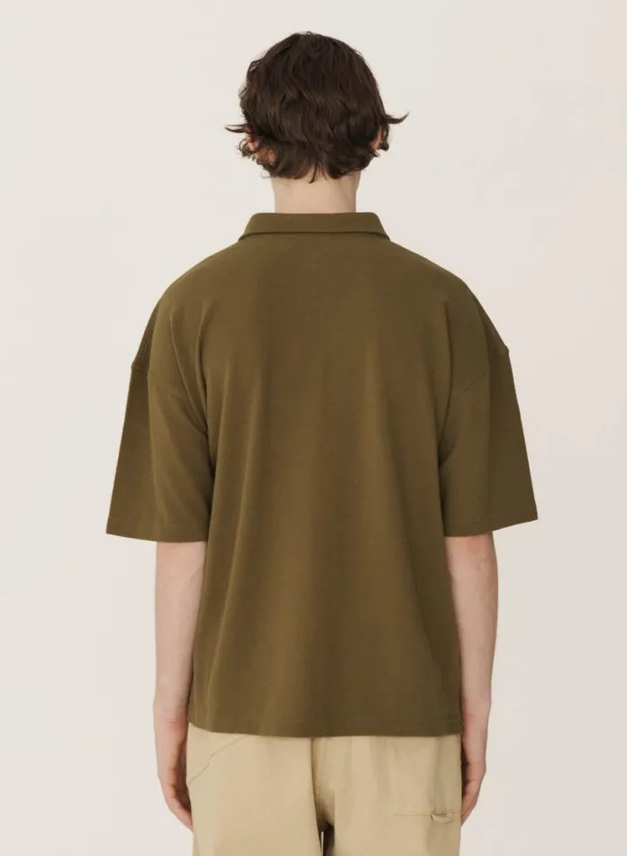 YMC Earth Polo TShirt Olive Mens Earth