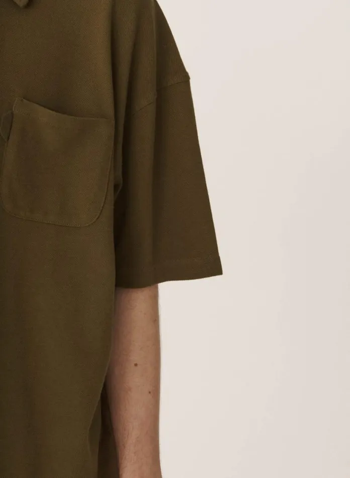 YMC Earth Polo TShirt Olive Mens Earth