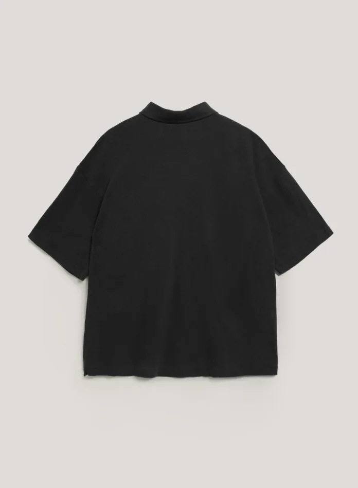 YMC Ivy Polo T Shirt Black Mens TShirts